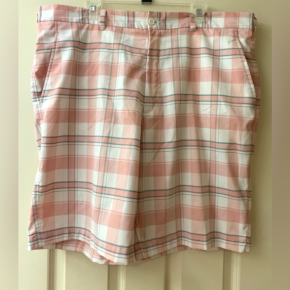 Alan Flusser Pink and White Plaid Men’s Golf Shorts